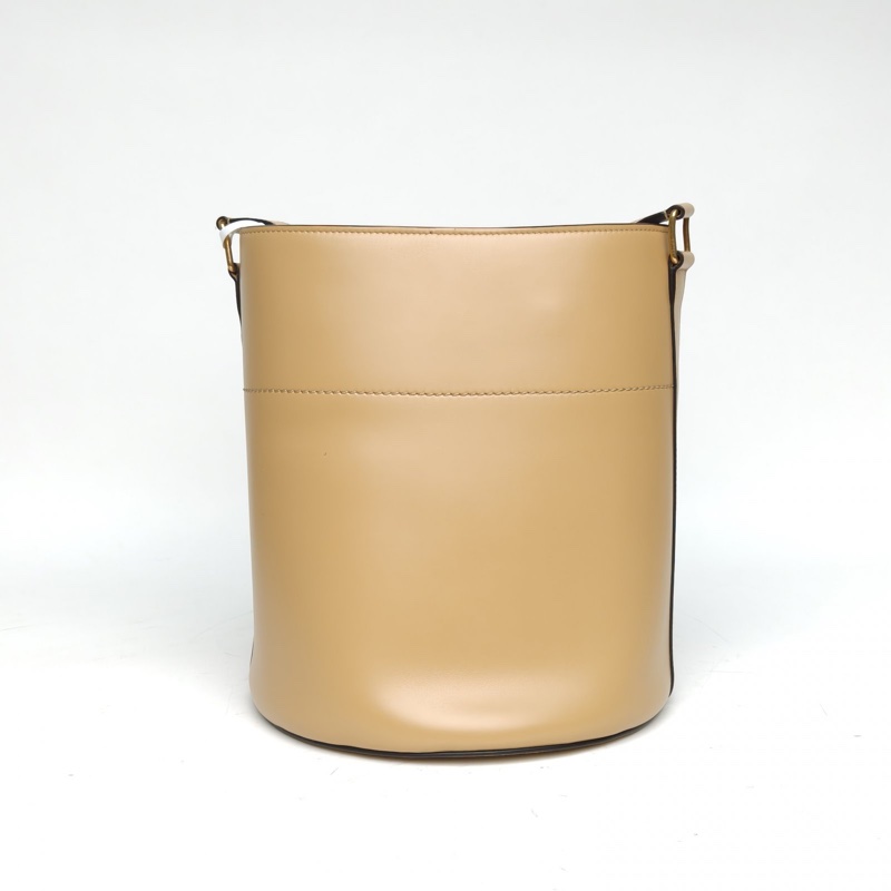 CELINE 奶茶色牛皮金扣凱旋門水桶包肩背包-2