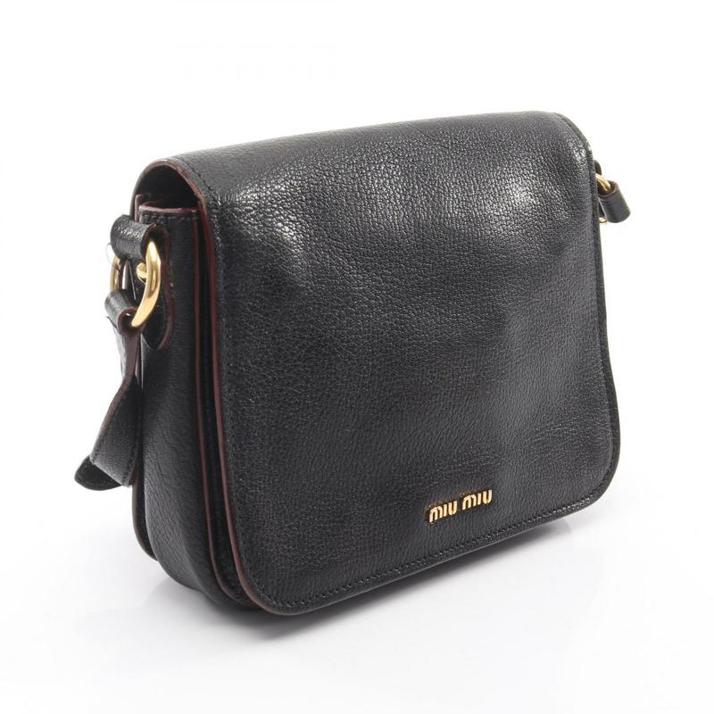 Miu Miu MADRAS BICOLORE 馬德拉斯斜挎包 RTC460 皮革 黑色 二手-1