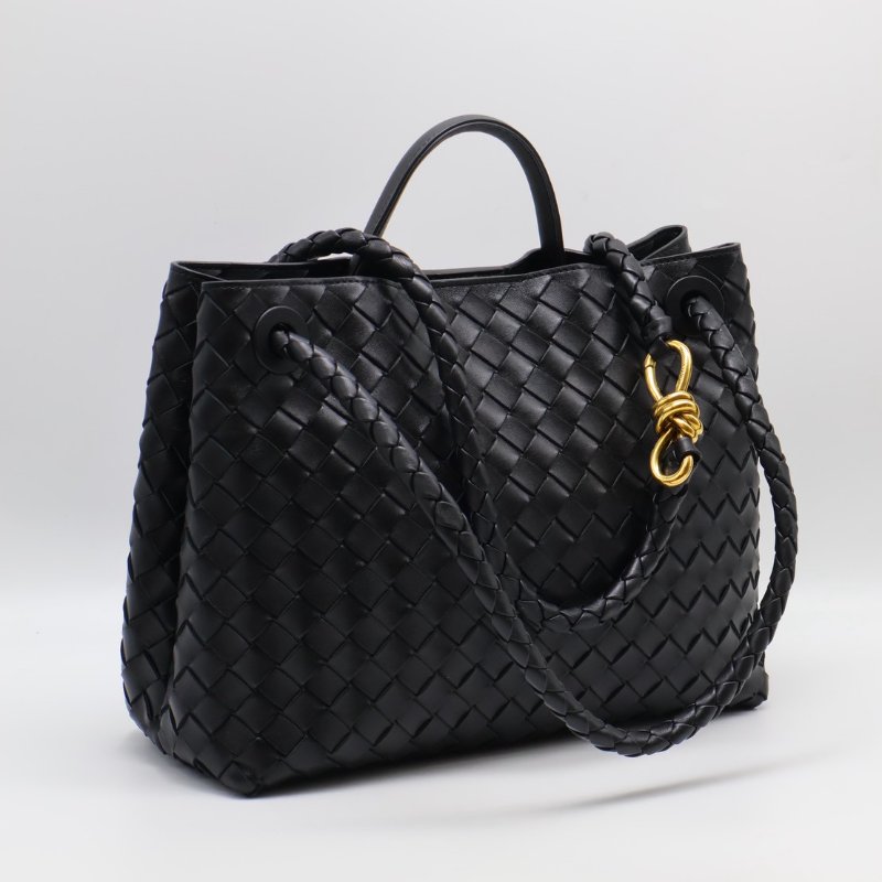 BOTTEGA VENETA Andiamo編織單肩包 - 中號黑金-1