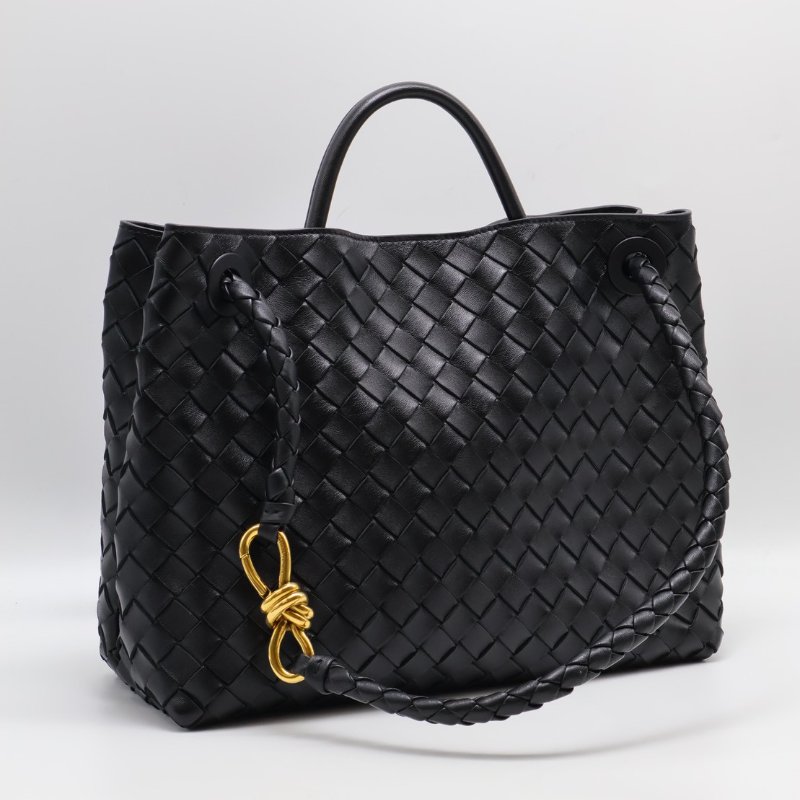 BOTTEGA VENETA Andiamo編織單肩包 - 中號黑金-3