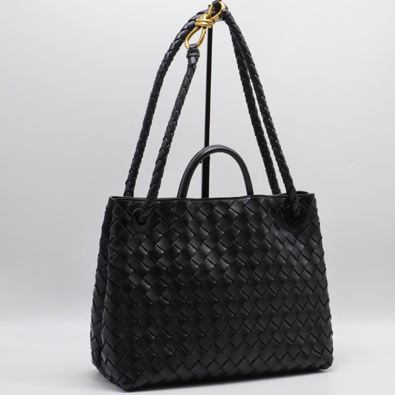 BOTTEGA VENETA Andiamo編織單肩包 - 中號黑金-4
