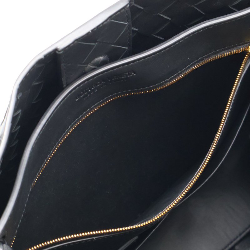 BOTTEGA VENETA Andiamo編織單肩包 - 中號黑金-11