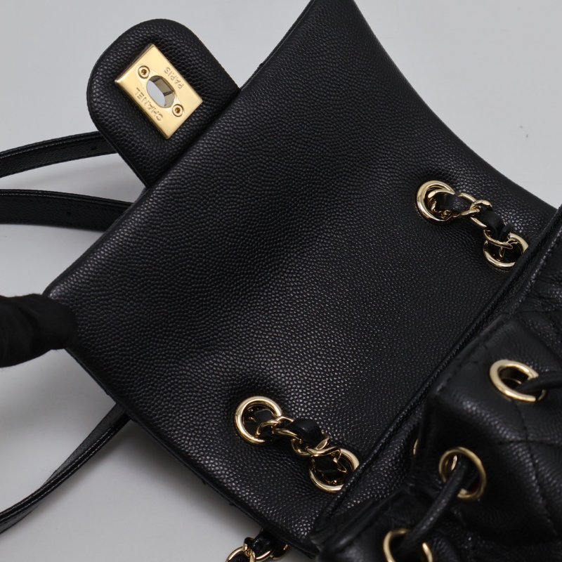 CHANEL 薩爾茨堡雙肩包 - 小號黑金-10