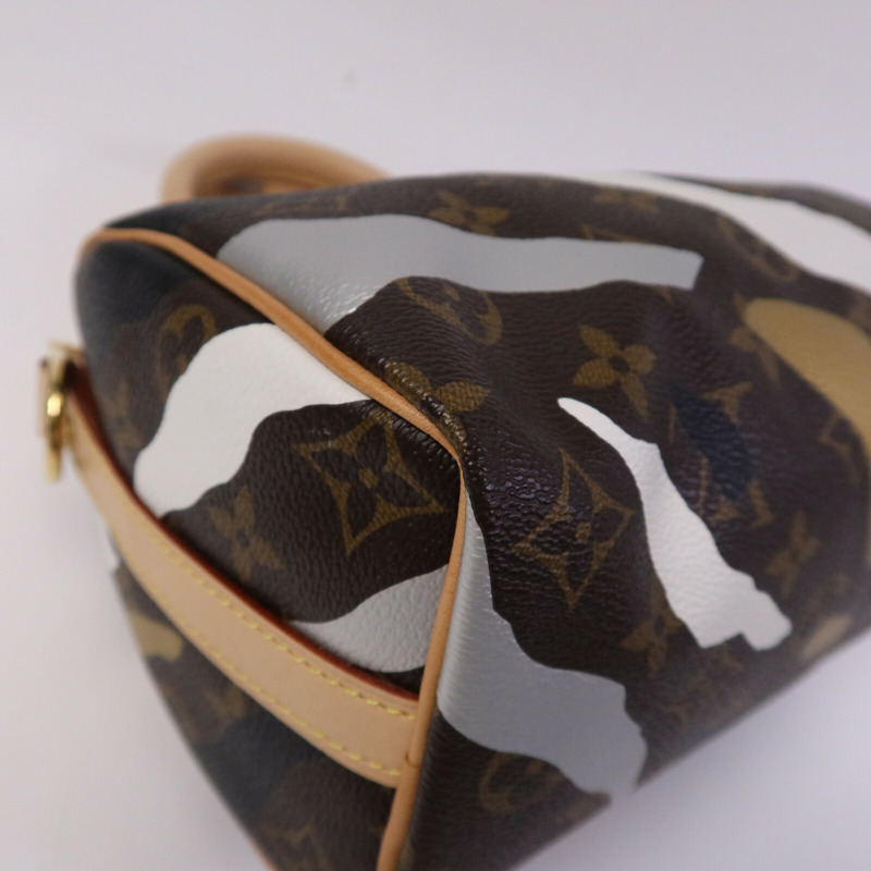 LOUIS VUITTON 塗層帆布Speedy BB金扣手挽肩背兩用袋-11