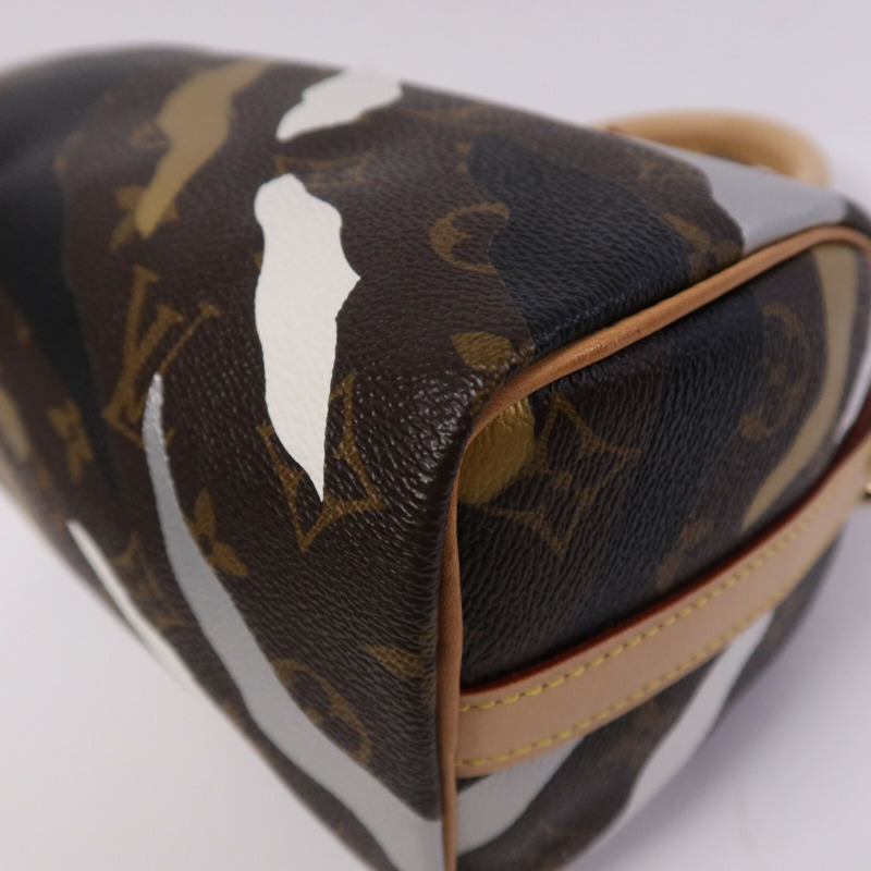 LOUIS VUITTON 塗層帆布Speedy BB金扣手挽肩背兩用袋-12