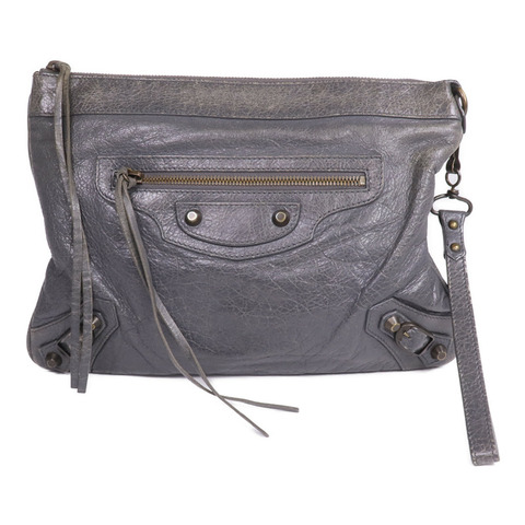 BALENCIAGA 牛皮皮革Motorcycle Clutch金扣手拿包