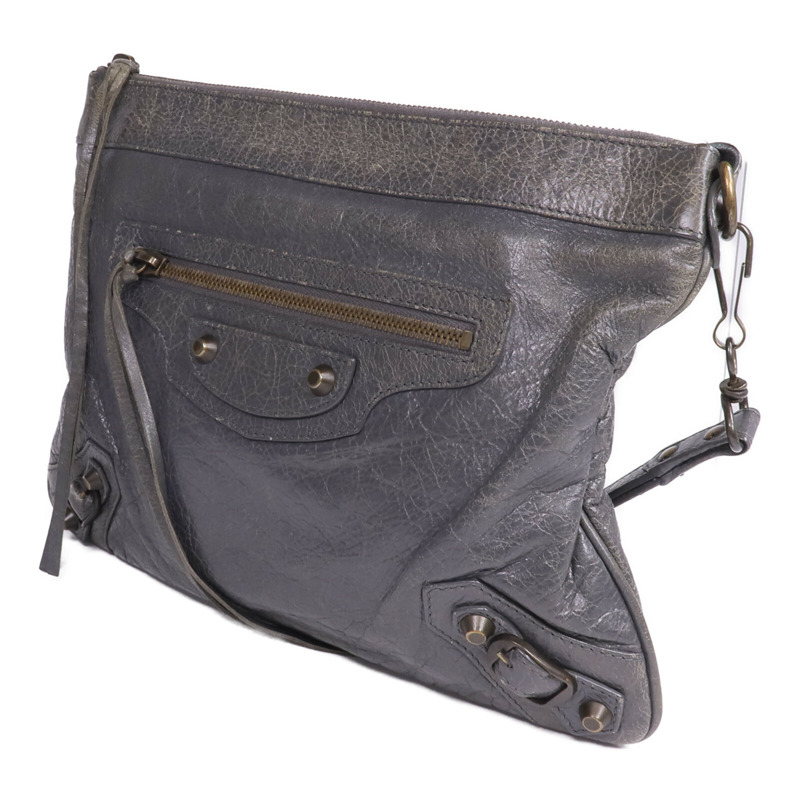 BALENCIAGA 牛皮皮革Motorcycle Clutch金扣手拿包-2