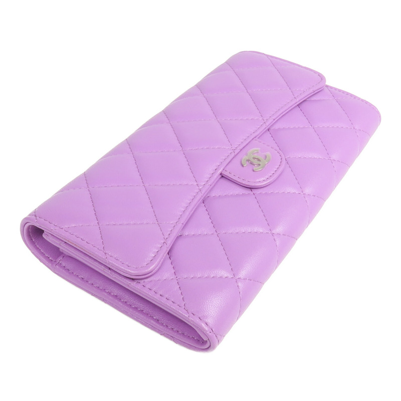 CHANEL 羊皮皮革Long Wallet銀扣長錢包-3