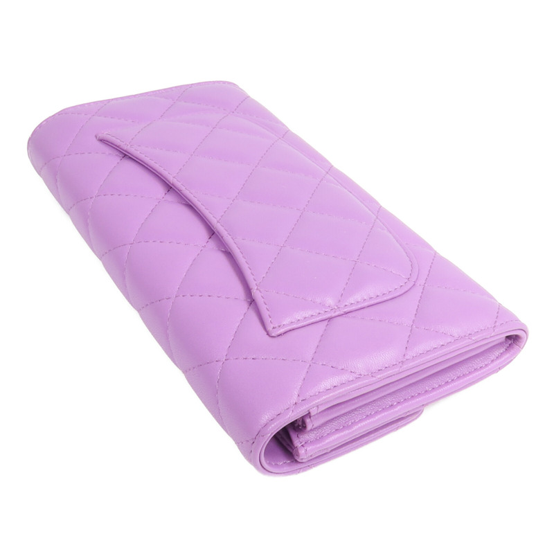 CHANEL 羊皮皮革Long Wallet銀扣長錢包-4