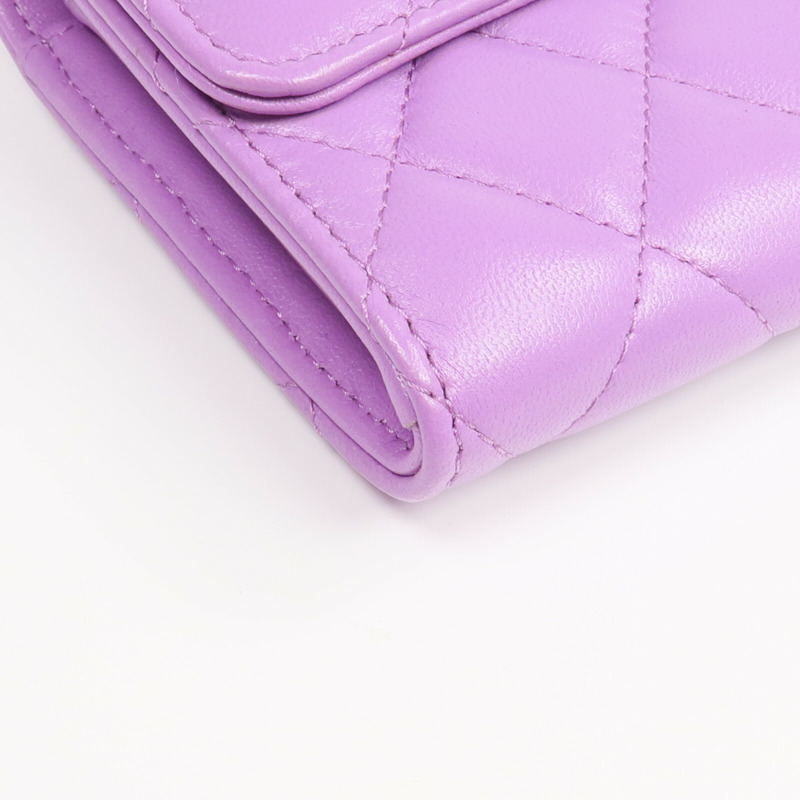 CHANEL 羊皮皮革Long Wallet銀扣長錢包-7