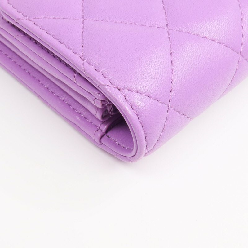 CHANEL 羊皮皮革Long Wallet銀扣長錢包-8