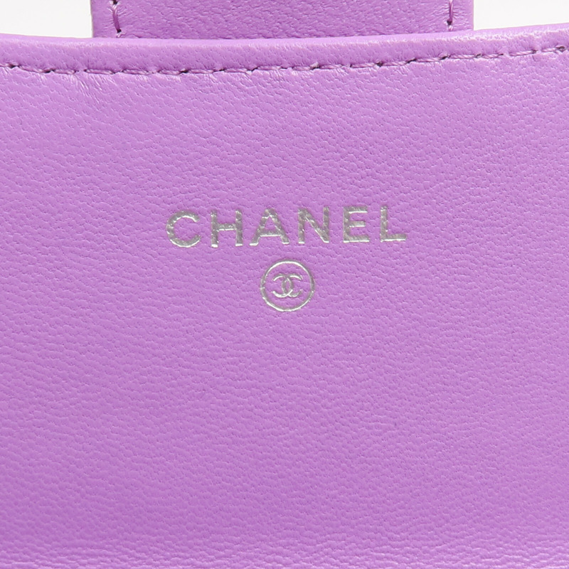 CHANEL 羊皮皮革Long Wallet銀扣長錢包-13