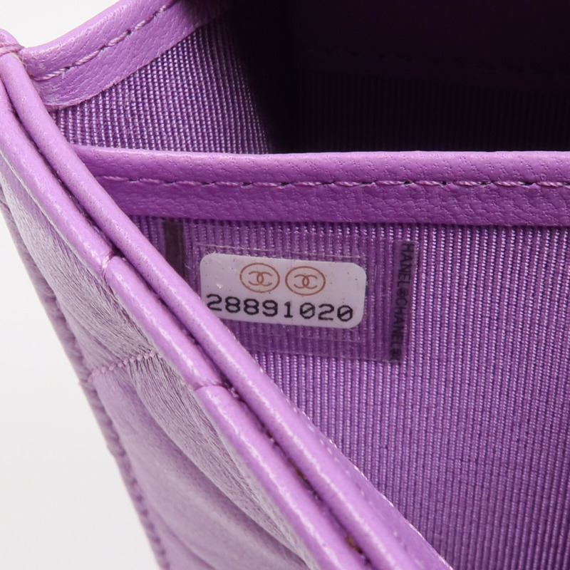 CHANEL 羊皮皮革Long Wallet銀扣長錢包-14