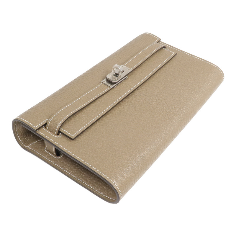 HERMES Chevre Mysore皮革Kelly To Go銀扣肩背袋Etoupe-3