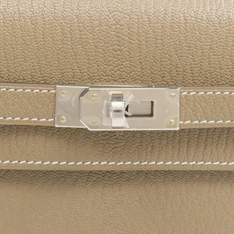 HERMES Chevre Mysore皮革Kelly To Go銀扣肩背袋Etoupe-10