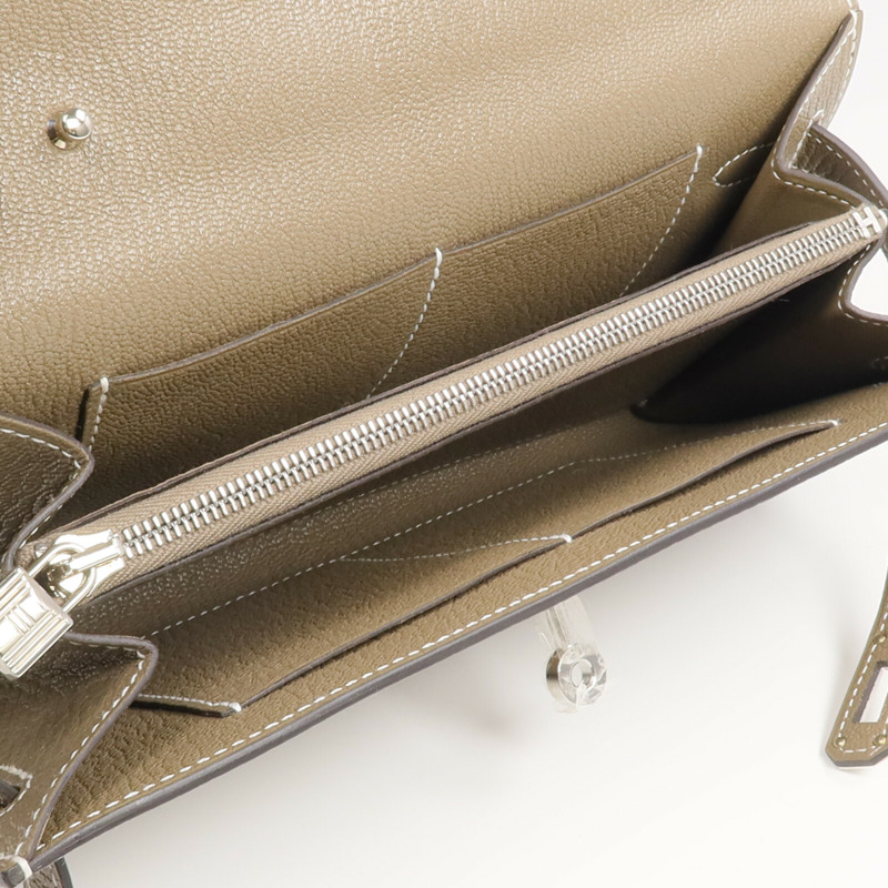 HERMES Chevre Mysore皮革Kelly To Go銀扣肩背袋Etoupe-11