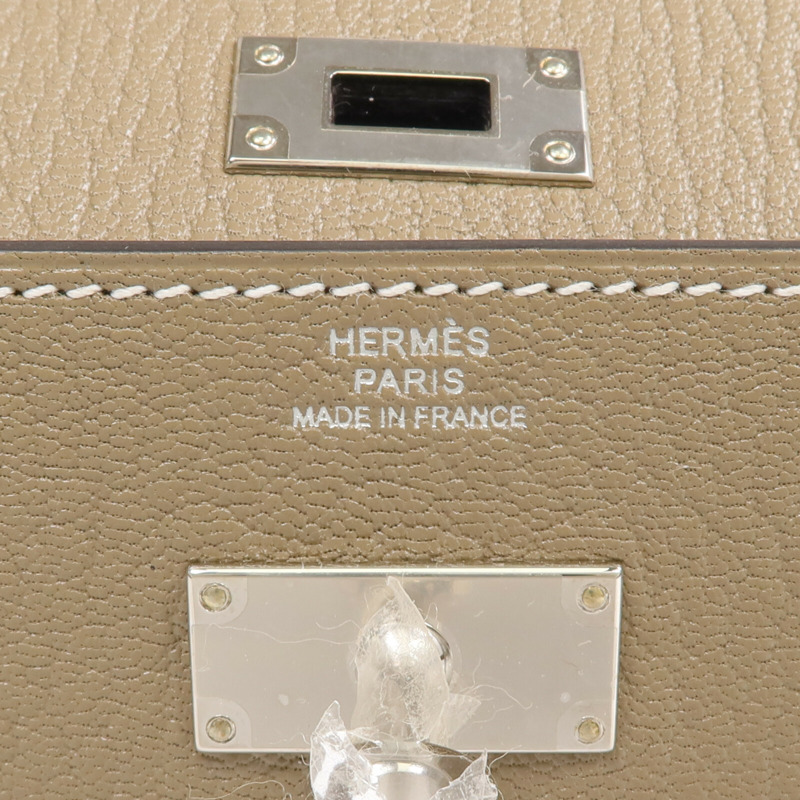 HERMES Chevre Mysore皮革Kelly To Go銀扣肩背袋Etoupe-12