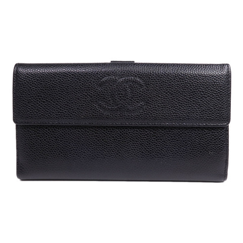 CHANEL 牛皮皮革Long Wallet銀扣長錢包