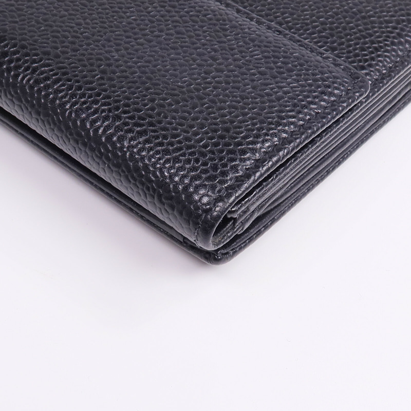 CHANEL 牛皮皮革Long Wallet銀扣長錢包-9