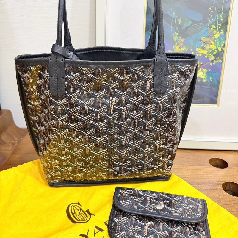 賠售超甜賣🖤黑色goyard Anjou 超夯款 雙面托特 超輕-41