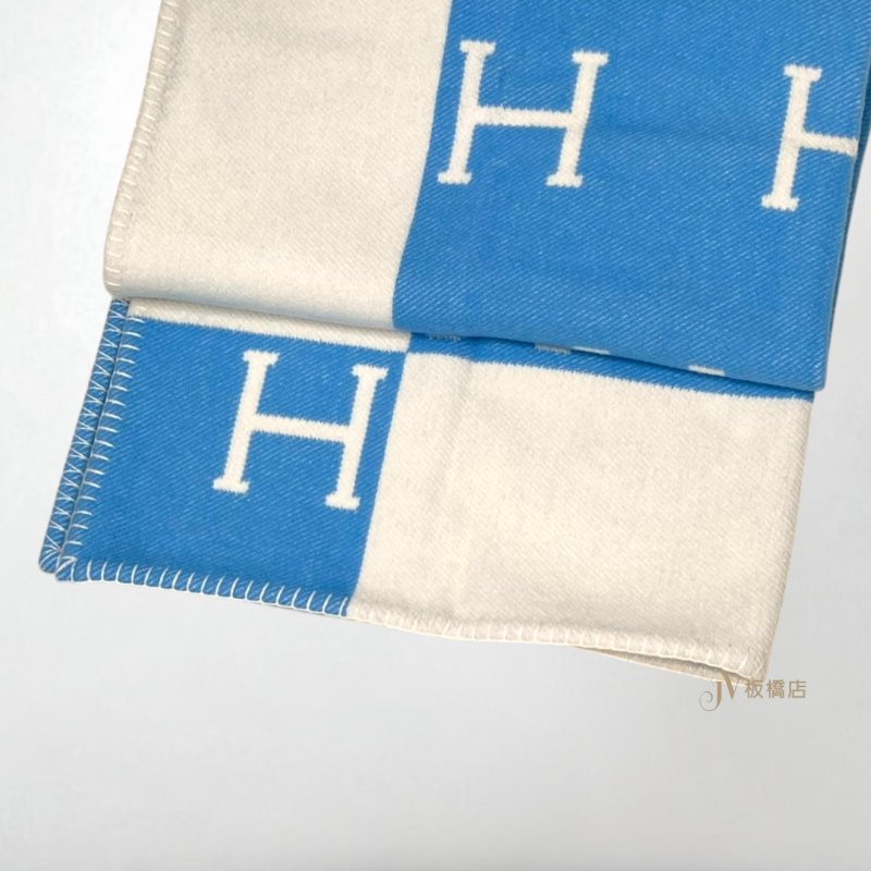JY0327-Hermes Avalon 藍色/白色嬰兒毛毯-0