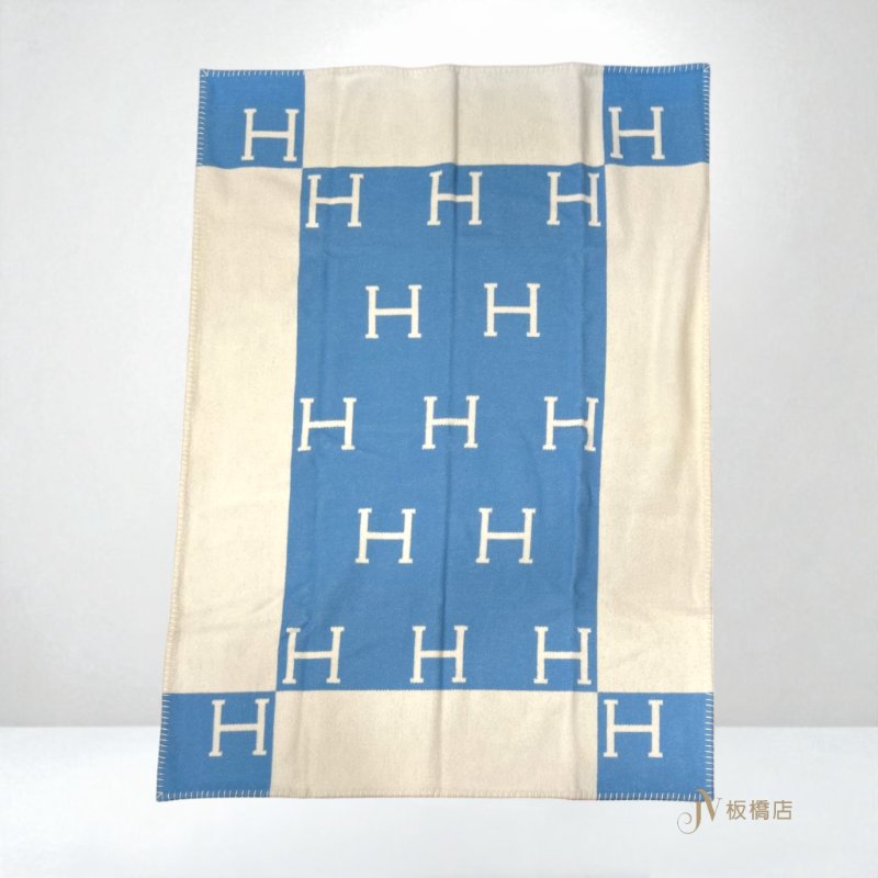 JY0327-Hermes Avalon 藍色/白色嬰兒毛毯-1