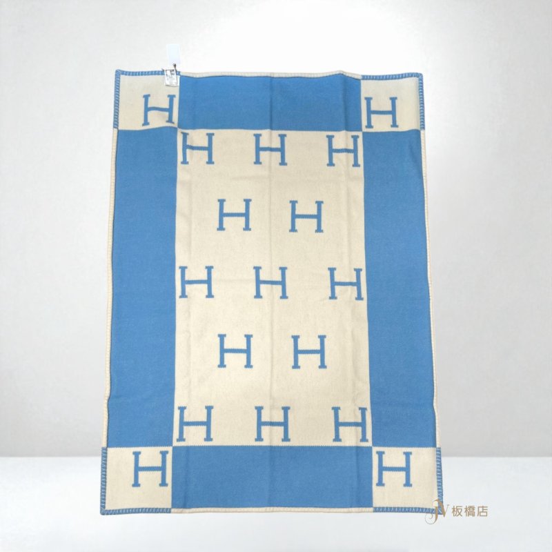 JY0327-Hermes Avalon 藍色/白色嬰兒毛毯-2