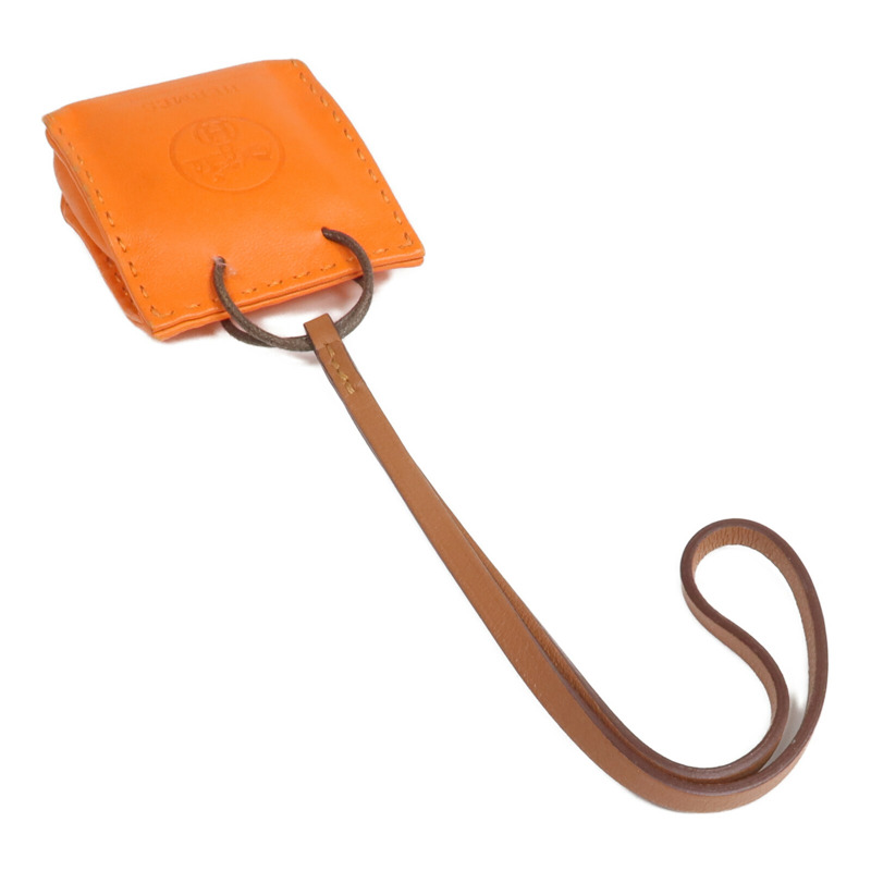 HERMES Milo/Swift皮革Sac Orange Bag Charm掛飾Orange H-3