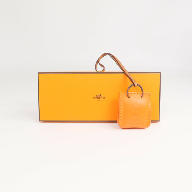 HERMES Milo/Swift皮革Sac Orange Bag Charm掛飾Orange H-7