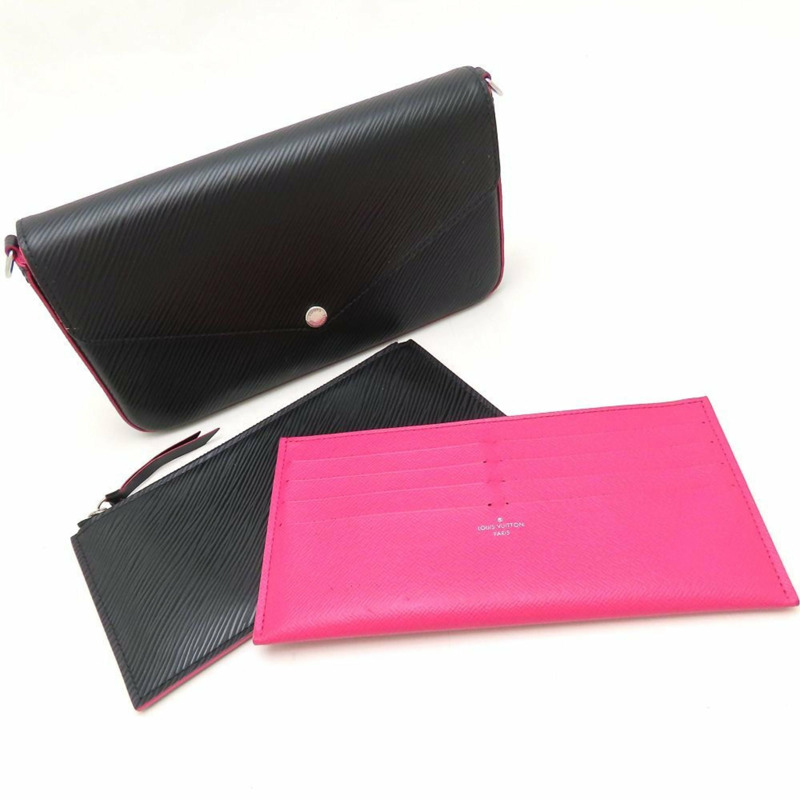 路易威登 Epi 皮革 Pochette Felicie M64579 手拿包，黑色和亮粉色，女士，353135-9