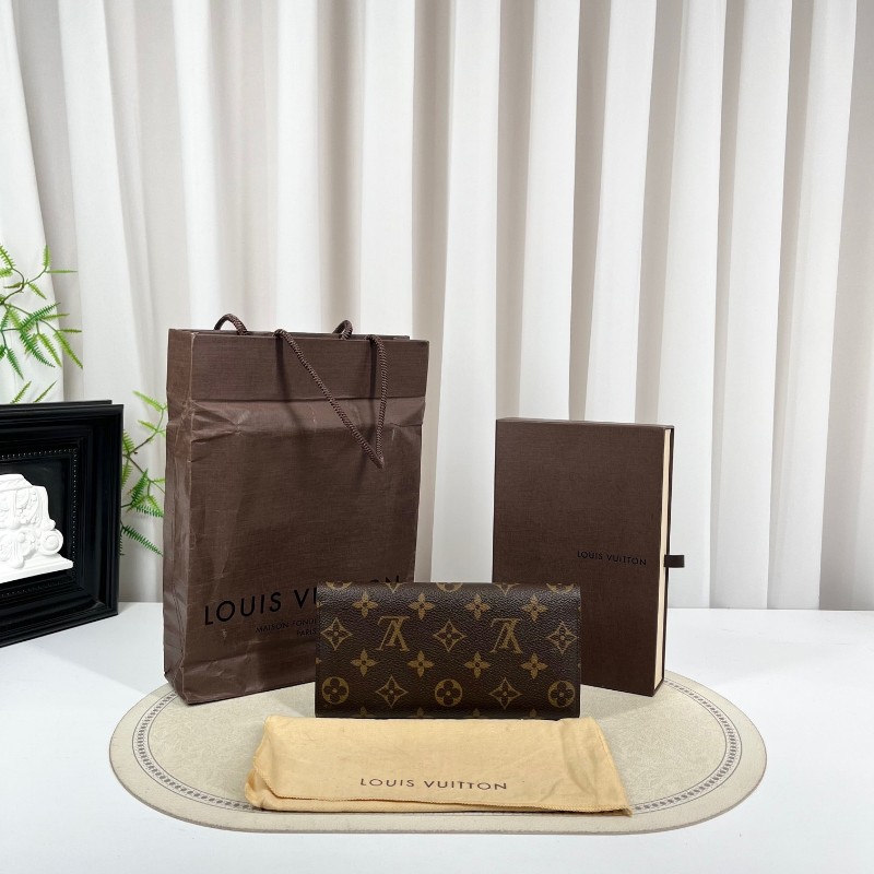 LV路易威登 經典老花搭配豆豆長款信封錢包 紅色內裡 內裡整潔 卡位多 容量大-6