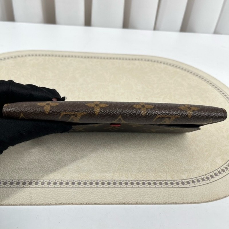 LV路易威登 經典老花搭配豆豆長款信封錢包 紅色內裡 內裡整潔 卡位多 容量大-10