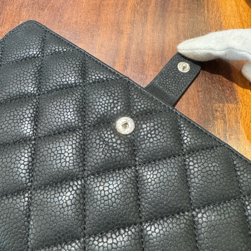 【狀況良好】香奈兒 CHANEL經典荔枝皮菱格長夾零錢袋多卡夾 簡約大方-4