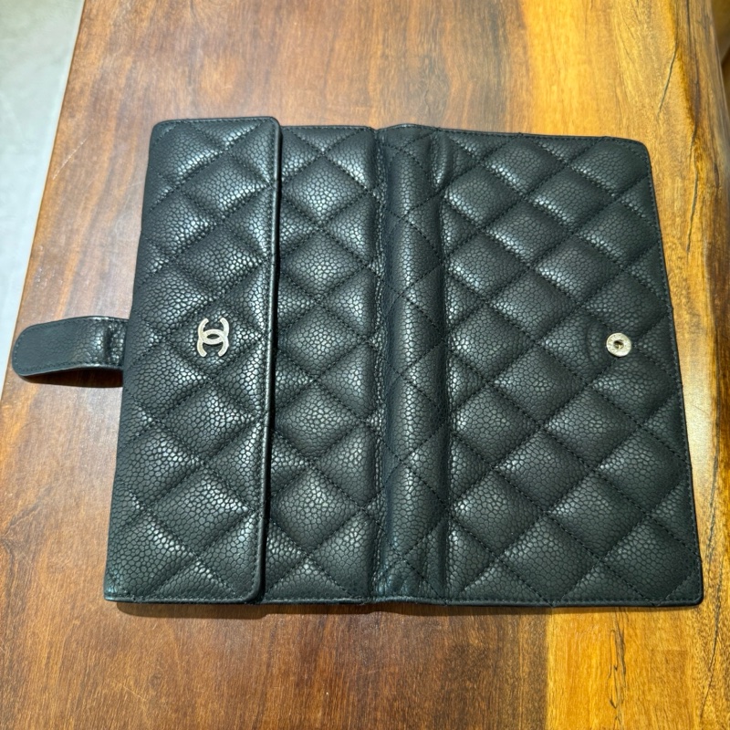 【狀況良好】香奈兒 CHANEL經典荔枝皮菱格長夾零錢袋多卡夾 簡約大方-5