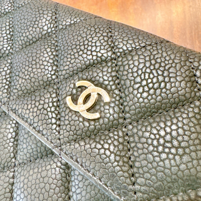 【狀況良好】香奈兒 CHANEL經典荔枝皮菱格長夾零錢袋多卡夾 簡約大方-6