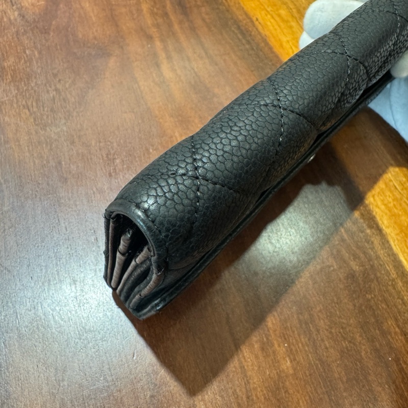 【狀況良好】香奈兒 CHANEL經典荔枝皮菱格長夾零錢袋多卡夾 簡約大方-9