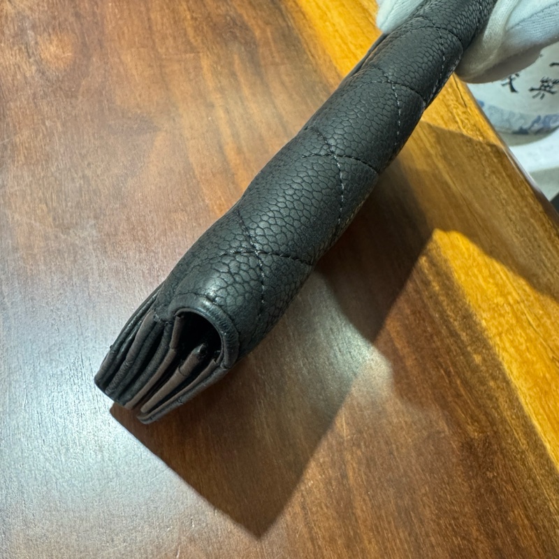 【狀況良好】香奈兒 CHANEL經典荔枝皮菱格長夾零錢袋多卡夾 簡約大方-10