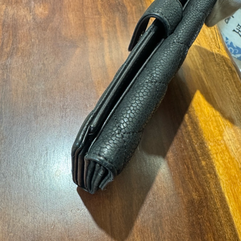 【狀況良好】香奈兒 CHANEL經典荔枝皮菱格長夾零錢袋多卡夾 簡約大方-11