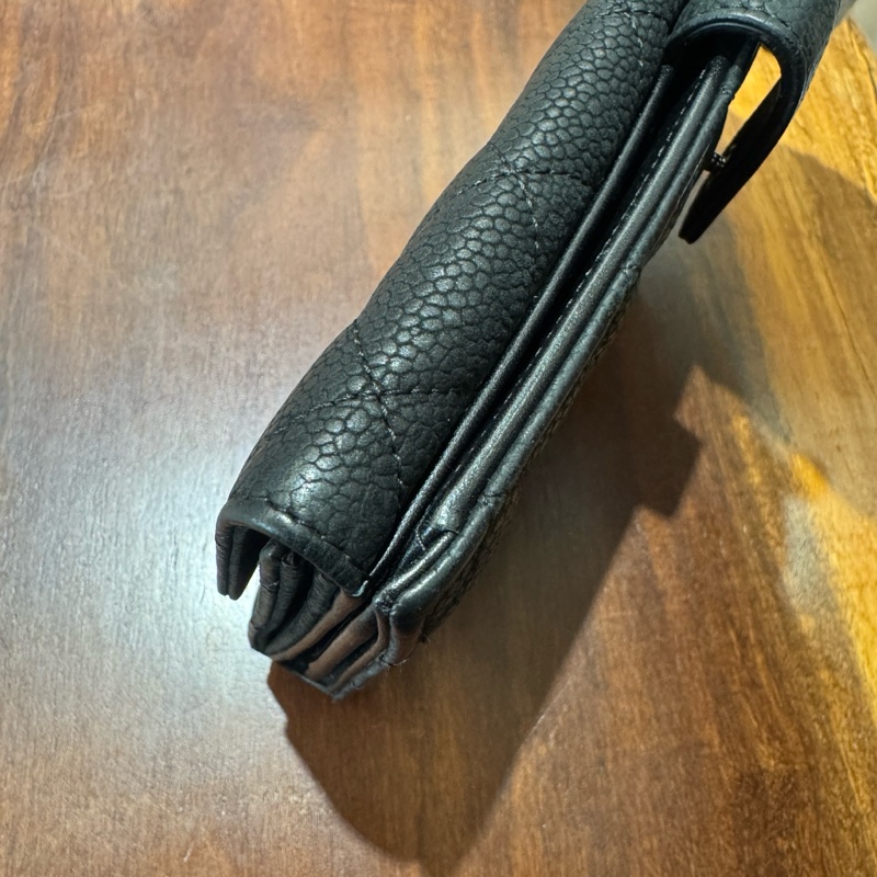 【狀況良好】香奈兒 CHANEL經典荔枝皮菱格長夾零錢袋多卡夾 簡約大方-12