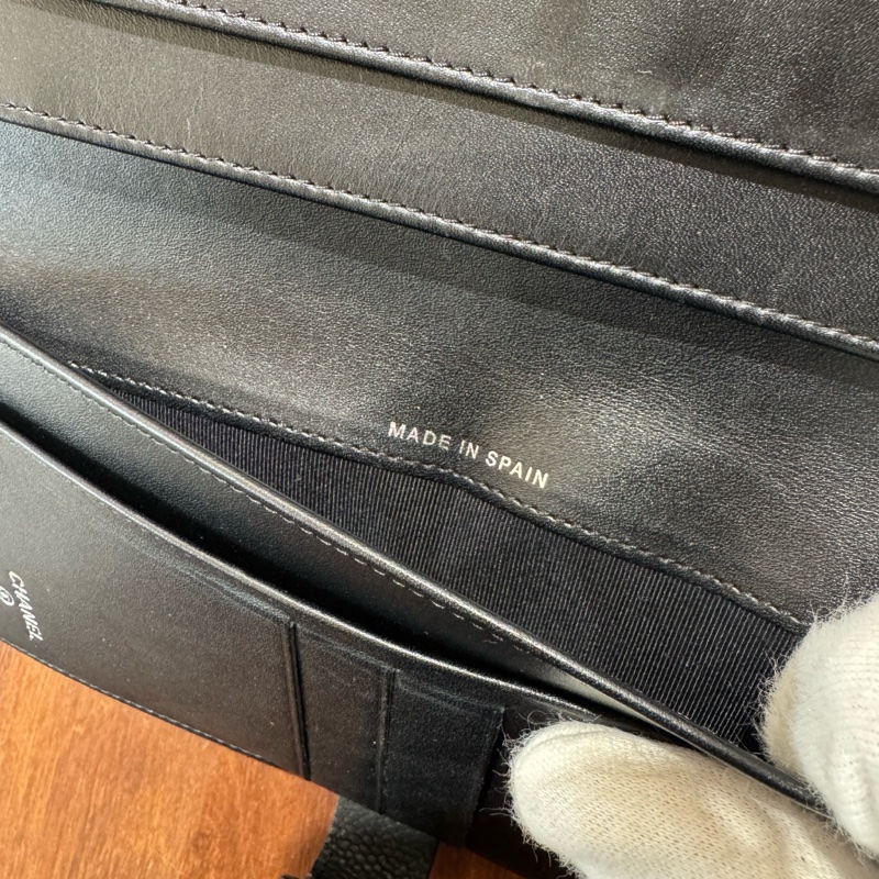 【狀況良好】香奈兒 CHANEL經典荔枝皮菱格長夾零錢袋多卡夾 簡約大方-16