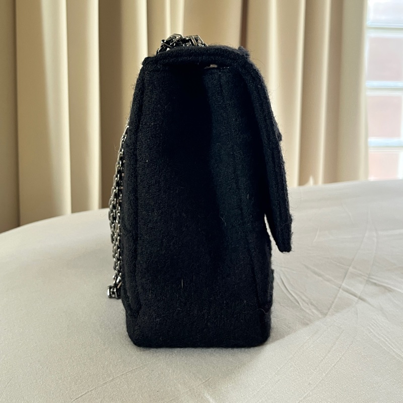 CHANEL 香奈兒 2.55 中古包 冰格 經典銀鏈羊毛方格紋 百搭大方通勤包-6