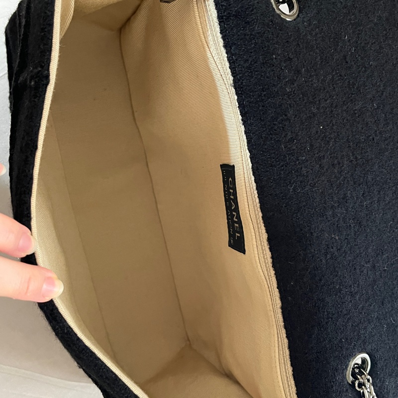 CHANEL 香奈兒 2.55 中古包 冰格 經典銀鏈羊毛方格紋 百搭大方通勤包-8