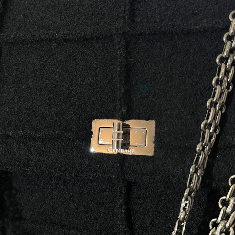 CHANEL 香奈兒 2.55 中古包 冰格 經典銀鏈羊毛方格紋 百搭大方通勤包-9