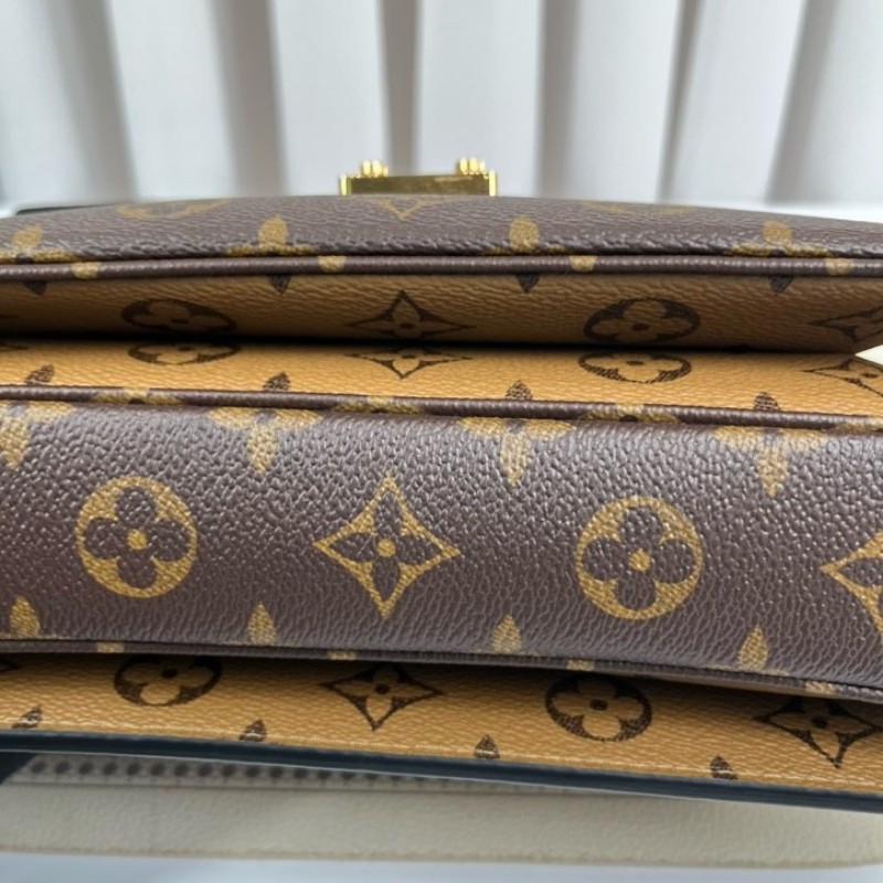 LV路易威登 25年全套 Pochette Metis拼色郵差包 經典焦糖色老花拼色郵差 皮質手感好 內裡乾淨 手提單肩斜挎都可以 日常通勤百搭 容量實用-8