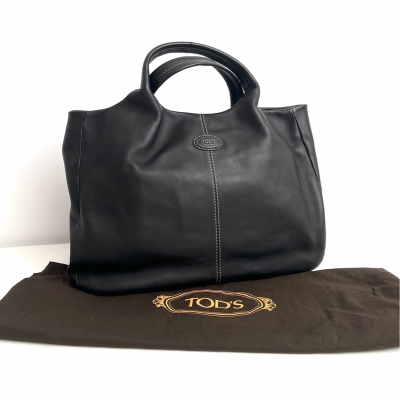【近新閒置品】TOD'S 托德斯 黑色牛皮托特包手提包 香奈兒26hobo的平替-0