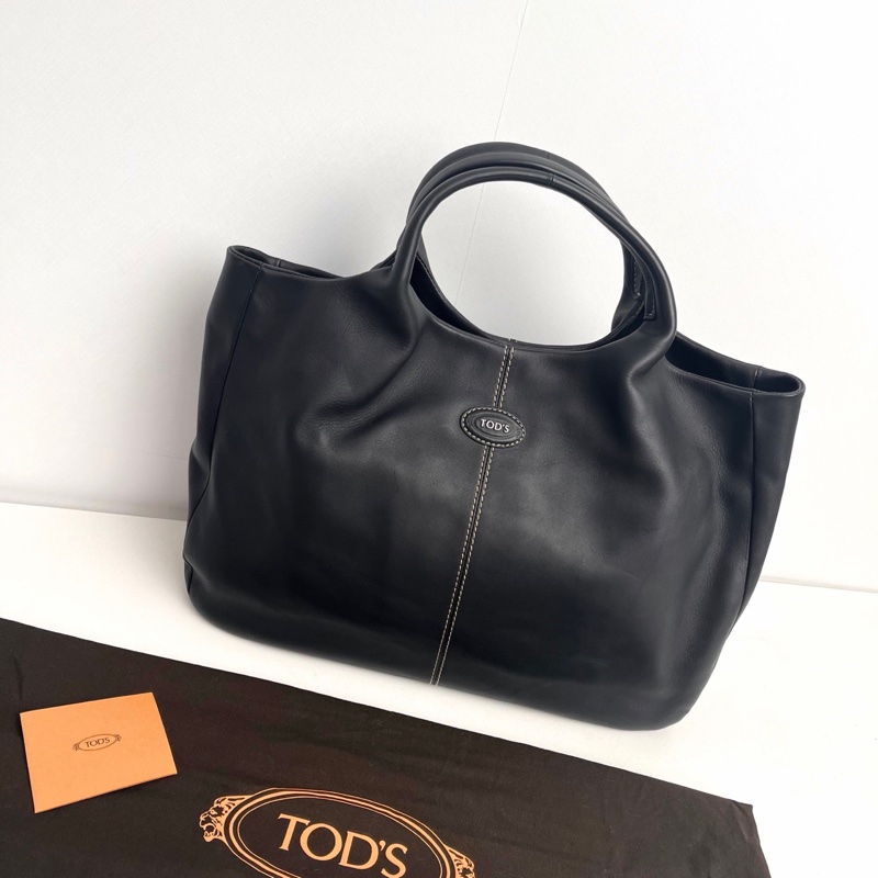 【近新閒置品】TOD'S 托德斯 黑色牛皮托特包手提包 香奈兒26hobo的平替-1