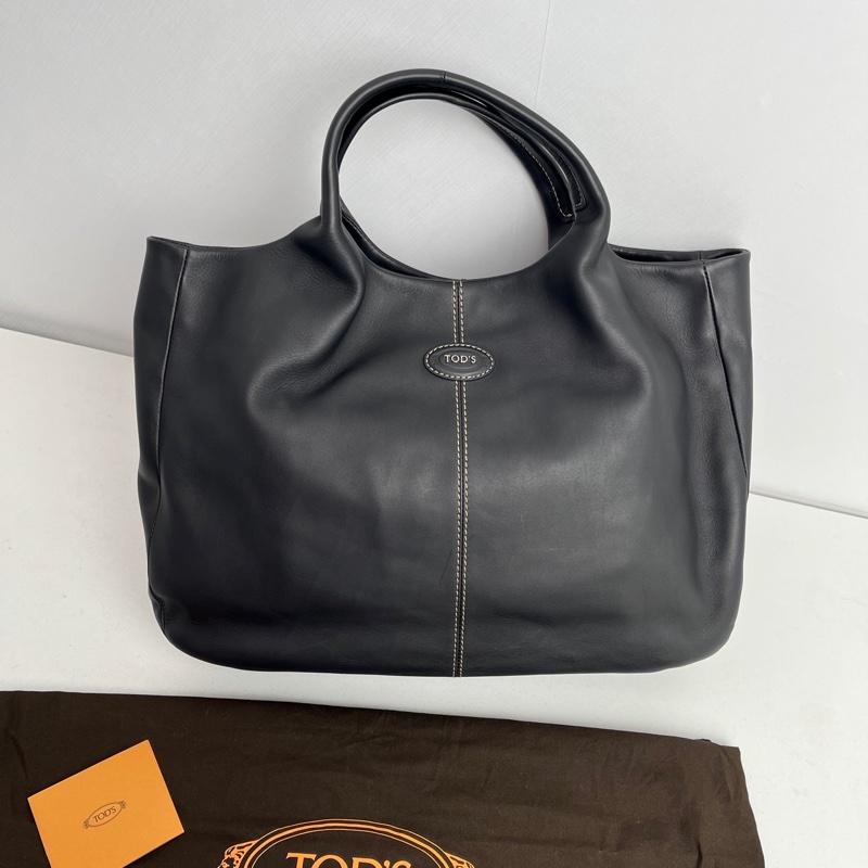 【近新閒置品】TOD'S 托德斯 黑色牛皮托特包手提包 香奈兒26hobo的平替-2