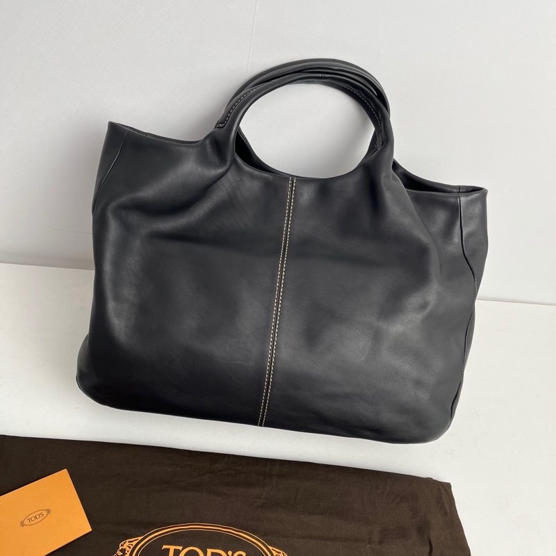 【近新閒置品】TOD'S 托德斯 黑色牛皮托特包手提包 香奈兒26hobo的平替-3