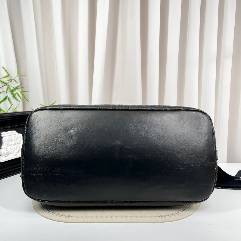 Gucci古馳 黑色雙G壓紋男士公文包 經典老花 容量大 能裝電腦-4