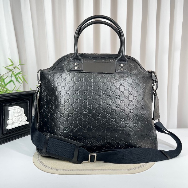 Gucci古馳 黑色雙G壓紋男士公文包 經典老花 容量大 能裝電腦-6